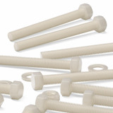 10x Natural Nylon Hex Head Screws & Bolts M10 x 100 mm, Nuts & Washers