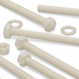 10x Natural Nylon Hex Head Screws & Bolts M10 x 100 mm, Nuts & Washers