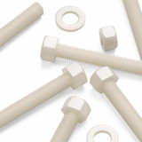 5x bulloni esagonali naturali in nylon PA66 M12 x 100 mm, dadi e rondelle