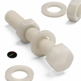 5x bulloni esagonali naturali in nylon PA66 M16 x 100 mm, dadi e rondelle
