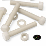 5x bulloni esagonali naturali in nylon PA66 M16 x 100 mm, dadi e rondelle