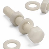 5x Natural Nylon Hex Head Screws & Bolts M16 x 100 mm, Nuts & Washers