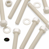 5x bulloni esagonali naturali in nylon PA66 M20 x 150 mm, dadi e rondelle