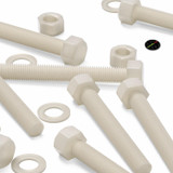 5x Natural Nylon Hex Head Screws & Bolts M20 x 150 mm, Nuts & Washers