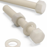 5x Natural Nylon Hex Head Screws & Bolts M20 x 150 mm, Nuts & Washers