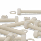 5x Natural Nylon Hex Head Screws & Bolts M20 x 150 mm, Nuts & Washers