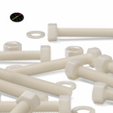5x Natural Nylon Hex Head Screws & Bolts M20 x 150 mm, Nuts & Washers