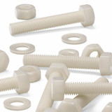 10x Natural Nylon Hex Head Screws & Bolts M10 x 60 mm, Nuts & Washers