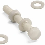10x bulloni esagonali naturali in nylon PA66 M10 x 75 mm, dadi e rondelle