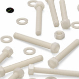 10x bulloni esagonali naturali in nylon PA66 M10 x 75 mm, dadi e rondelle
