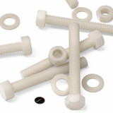 10x bulloni esagonali naturali in nylon PA66 M10 x 75 mm, dadi e rondelle