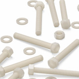 10x Natural Nylon Hex Head Screws & Bolts M10 x 75 mm, Nuts & Washers