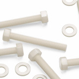 10x bulloni esagonali naturali in nylon PA66 M10 x 75 mm, dadi e rondelle
