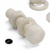 5x Natural Nylon Hex Head Plastic Screws & Bolts M16 x 65 mm, Nuts & Washers