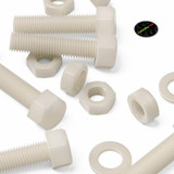5x Natural Nylon Hex Head Plastic Screws & Bolts M16 x 65 mm, Nuts & Washers