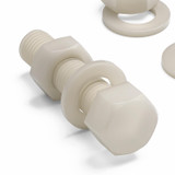 5x Natural Nylon Hex Head Plastic Screws & Bolts M16 x 65 mm, Nuts & Washers