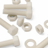 5x bulloni esagonali naturali in nylon PA66 M16 x 65 mm, dadi e rondelle