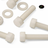10x Natural Nylon Hex Head Screws & Bolts M12 x 50 mm, Nuts & Washers