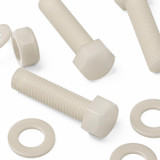 20x bulloni esagonali naturali in nylon PA66 M10 x 40 mm, dadi e rondelle