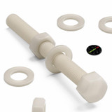 5x bulloni esagonali naturali in nylon PA66 M16 x 150 mm, dadi e rondelle
