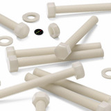 5x bulloni esagonali naturali in nylon PA66 M16 x 150 mm, dadi e rondelle
