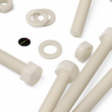 5x bulloni esagonali naturali in nylon PA66 M16 x 150 mm, dadi e rondelle