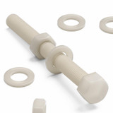 5x bulloni esagonali naturali in nylon PA66 M16 x 150 mm, dadi e rondelle