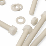 5x bulloni esagonali naturali in nylon PA66 M16 x 150 mm, dadi e rondelle
