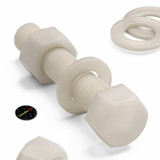 5x Natural Nylon Hex Head Screws & Bolts M20 x 100 mm, Nuts & Washers