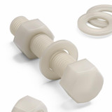 5x Natural Nylon Hex Head Screws & Bolts M20 x 100 mm, Nuts & Washers