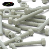 50x Natural Glass Filled Nylon Hex Head Screws M5 x 40 mm, Nuts & Washers