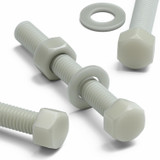 50x Natural Glass Filled Nylon Hex Head Screws M5 x 40 mm, Nuts & Washers