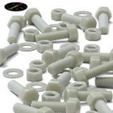 10x Natural Glass Filled Nylon Hex Head Screws M12 x 40 mm, Nuts & Washers