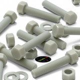 5x Natural Glass Filled Nylon Hex Head Screws M20 x 100 mm, Nuts & Washers