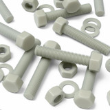 5x Natural Glass Filled Nylon Hex Head Screws M20 x 100 mm, Nuts & Washers