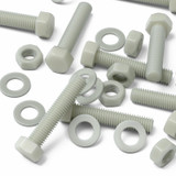 10x Natural Glass Filled Nylon Hex Head Screws M10 x 50 mm, Nuts & Washers