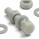10x Natural Glass Filled Nylon Hex Head Screws M10 x 50 mm, Nuts & Washers