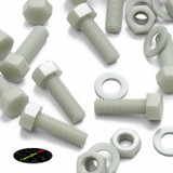 20x Natural Glass Filled Nylon Hex Head Screws M10 x 30 mm, Nuts & Washers