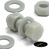 20x Natural Glass Filled Nylon Hex Head Screws M10 x 30 mm, Nuts & Washers