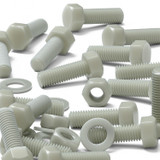 20x Natural Glass Filled Nylon Hex Head Screws M10 x 30 mm, Nuts & Washers