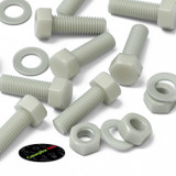 20x Natural Glass Filled Nylon Hex Head Screws M10 x 30 mm, Nuts & Washers