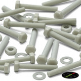 50x Natural Glass Filled Nylon Hex Head Screws M3 x 20 mm, Nuts & Washers