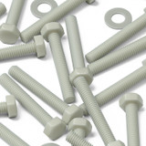 50x Natural Glass Filled Nylon Hex Head Screws M3 x 20 mm, Nuts & Washers