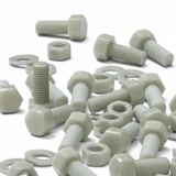 10x Natural Glass Filled Nylon Hex Head Screws M12 x 30 mm, Nuts & Washers