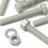 10x Natural Glass Filled Nylon Hex Head Screws M10 x 70 mm, Nuts & Washers