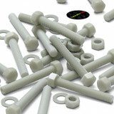 10x Natural Glass Filled Nylon Hex Head Screws M10 x 70 mm, Nuts & Washers