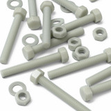 10x Natural Glass Filled Nylon Hex Head Screws M10 x 70 mm, Nuts & Washers