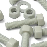 10x Natural Glass Filled Nylon Hex Head Screws M12 x 50 mm, Nuts & Washers