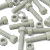 10x Natural Glass Filled Nylon Hex Head Screws M12 x 50 mm, Nuts & Washers