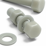 10x Natural Glass Filled Nylon Hex Head Screws M12 x 50 mm, Nuts & Washers